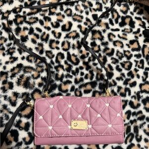 Betsey Johnson Mauve Quilted Crossbody Bag